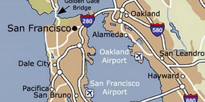 Harta San Francisco aeroport și zona înconjurătoare