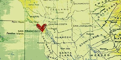 Inima în San Francisco arată hartă