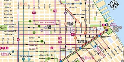 Telecabina în San francisco arată hartă