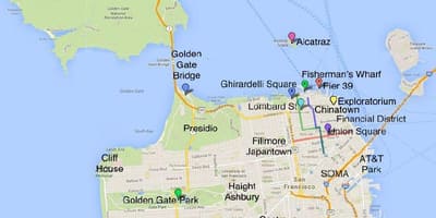Hartă turistică din zona San Francisco