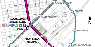 Centrală de metrou San Francisco arată hartă