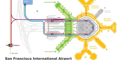 San Francisco aeroport, închiriere de mașini hartă